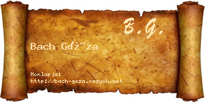 Bach Géza névjegykártya