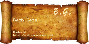 Bach Géza névjegykártya