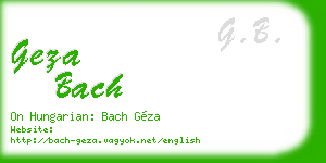 geza bach business card