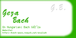 geza bach business card
